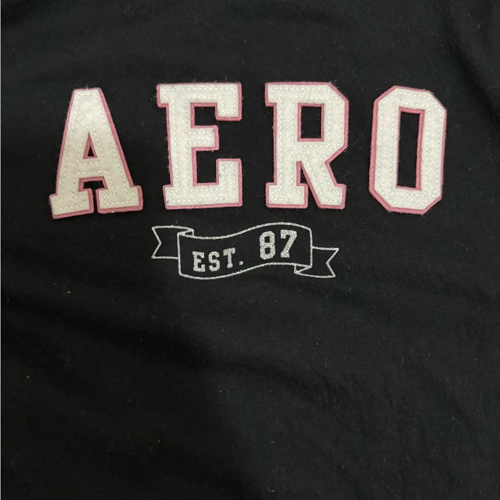 Aeropostale Black Tee with Pink and White Logo